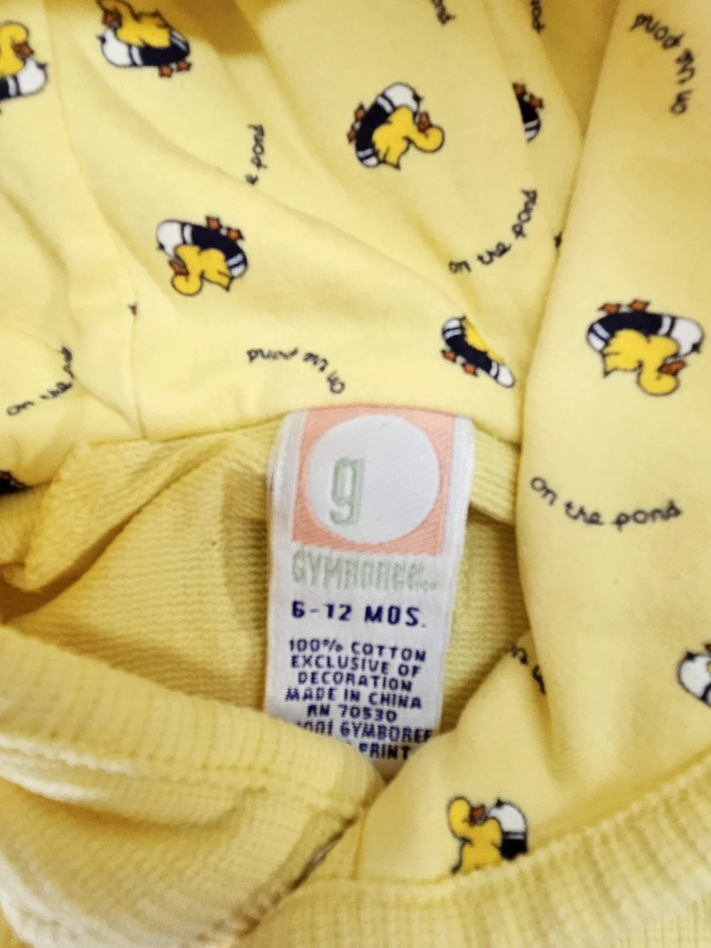 VINTAGE Gymboree On the Pond Unisex Tubing Duck Yellow Hoodie Jacket Top 6-12M